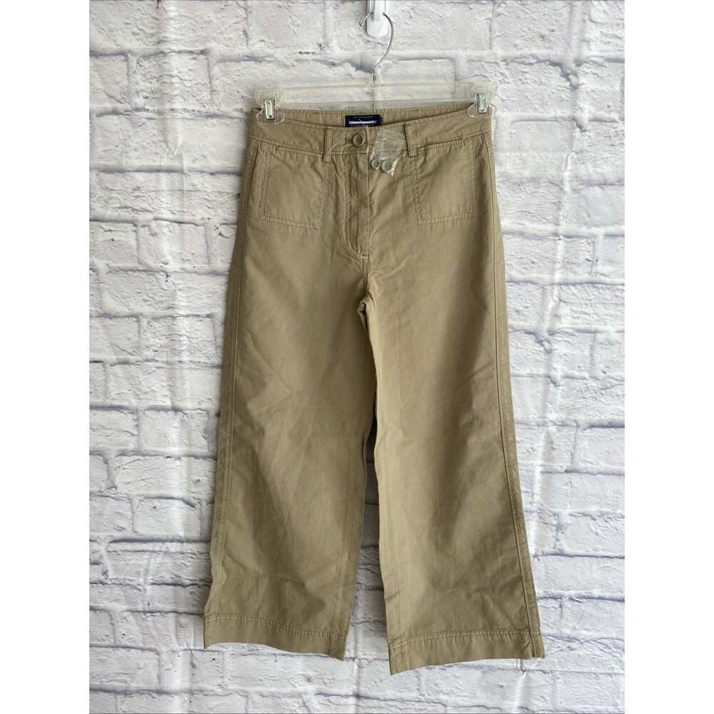 Guideboat Women’s NWOT  Khaki Casual Preppy Cropped  Wideleg  Pants Size 0